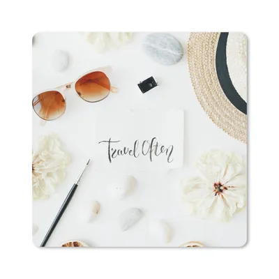 Produktbild von MuchoWow® Mauspad Mousepad Sonnenbrille - Tropical - Hut 20x20 cm - Mousepads - Maus Mat - Pad - Mausunterlage - Desk Mat - Bureauartikeln