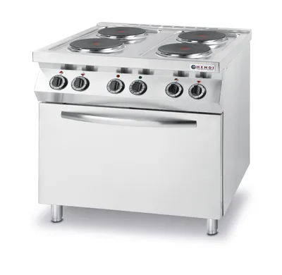 Zdjęcie produktu dla Kuchnia Elektryczna 4 Płyty Z Piekarnikiem Konwekcyjnym Gn1/1 Kitchen Line - Hendi 225936