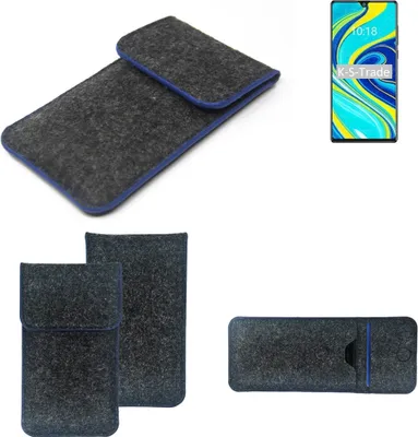 Produktbild von K-S-Trade Handy-Hülle Schutz-Hülle kompatibel mit Cubot P40 Filztasche Pouch Tasche Case Sleeve Filzhülle dunkelgrau, blauer Rand