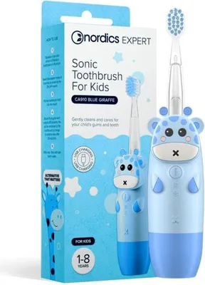 SZCZOTECZKA SONICZNA CA910 DLA DZIECI NIEBIESKA ŻYRAFA - NORDICS EXPERT