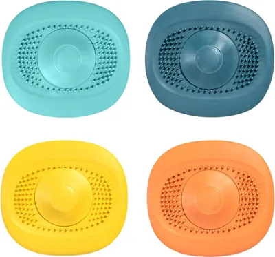 Produktbild von Universal Abflussstopfen 4 Stück Spülbecken Sieb Waschbeckenstöpsel mit Haarsieb Funktion Praktisches Abflusssieb Silikon Stöpsel Waschbecken für Boden, Wäsche, Küche und Bad