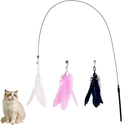Productafbeelding van Katenspeelstok met 2 veerspeeltjes, 80 cm, geschikt voor kittens en volwassen katten