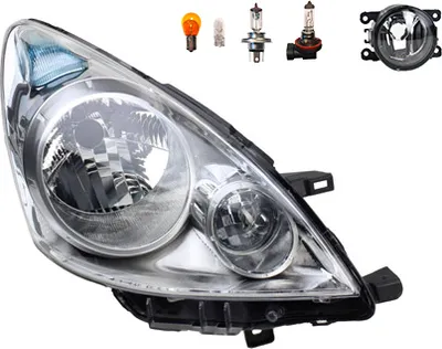 Produktbild von Scheinwerfer passend für Nissan Note E11 01/09- H4 R +Nebel+Leuchtmittel 26010BH10A 8200074008 6202E1 00006202E1 6710027 0000620639 620 Johns