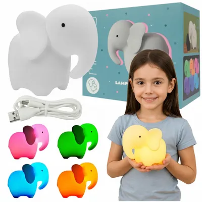 Zdjęcie produktu dla Lampa stołowa LED słoń nocne biała 1W RGBW tworzywo sztuczne wym:8,7x11,2x13,6cm IP20 Mary's