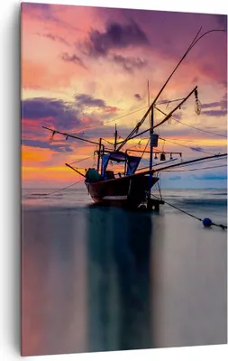 Produktbild von Bild auf Leinwand - Leinwandbild - Einteilig - Asien Boot Kutter - 80x120cm - Wand Bild - Wanddeko - Wandbilder - Leinwanddruck - Wanddekoration - Leinwand bilder - Wandbild - PA80x120-4144