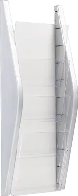 Produktbild von helit Wand Prospekthalter DIN A5 hoch 4 Fächer silber