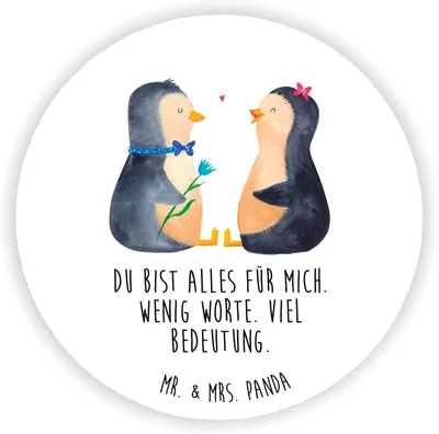 Produktbild von Mr. & Mrs. Panda Kühlschrankmagnet Pinguin Pärchen - Weiß - Geschenk, whiteboardmagnet, Hochzeitstag, Jahrestag, Liebe, magnet für pinwand, Whiteboard, Hochzeit, fotos