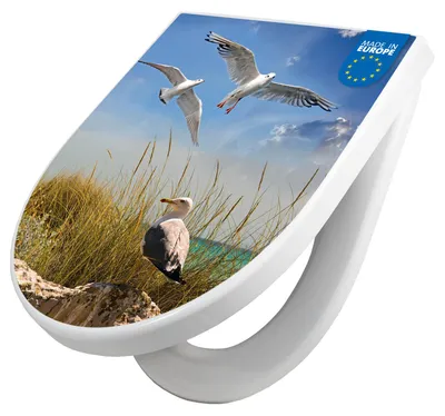 Produktbild von WC Sitz mit Absenkautomatik D Form Motiv Möwen [TDW3 10494]
