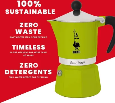 Produktbild von BIALETTI Rainbow Espressokocher grün, 3 Tassen