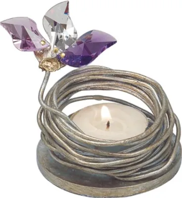 Produktbild von Casa Padrino Luxus Teelichthalter mit Swarovski Kristallglas Silber / Mehrfarbig Ø 7 x H. 5 cm - Luxus Wohnzimmer Deko Accessoires