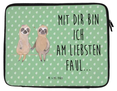 Produktbild von Mr. & Mrs. Panda Notebook Sleeve Faultier Pärchen 33 x 42 cm - Tropengrün - Geschenk, Laptoptasche, Liebe, Hülle Laptop, Tasche, Lieblingstier, Computertasche, Liebespaar