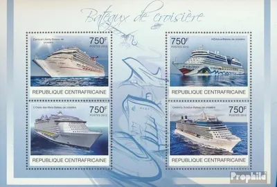 Produktbild von Briefmarken Zentralafrikanische Republik 2012 Mi 3802-3805 Kleinbogen (kompl. Ausgabe) postfrisch Kreuzfahrtschiffe