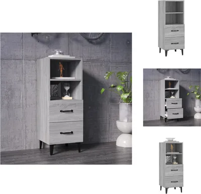 Immagine prodotto di vidaXL Credenza Grigio Sonoma 34,5x34x90 cm Materiale a base di legno - Credenze
