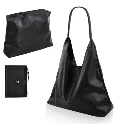 Produktbild von Novocloud Hobo Bag Damen Schwarze Tote Bag Beuteltasche mit Geldbörse