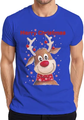 Produktbild von Merry Christmas süßes Rentier - Weihnachten Weihnachtsgeschenk Christmas Herren T-Shirt, Blau, M
