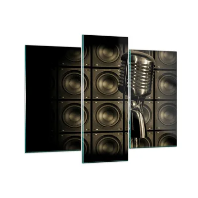 Produktbild von Bilder auf glas - Mikrofon Retro Singen - 130x100cm - Glasbilder - Wandbilder - Kunstdruck - zum Aufhängen bereit - Wanddekoration aus Glas - Glas Bilder - Wandbild auf Glas - GCB130x100-0306