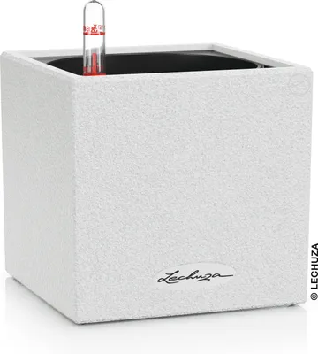 Produktbild von LECHUZA-Tischgefäß CANTO Stone 14 Quarzweiß | Pflanzgefäß mit Bewässerungssystem und Pflanzeinsatz | Naturstein-Optik | 14 x 14 x 13,5 cm | 13477