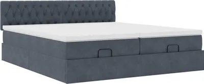 Produktbild von Design Ottoman-Bett mit Matratzen Dunkelgrau 180x200 cm Samt, Klassische Betten 2024 Neu