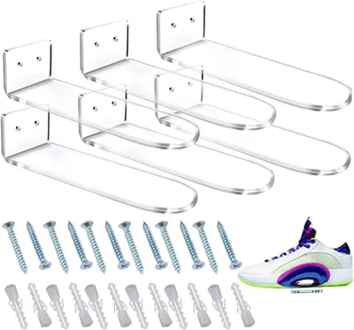 6er Set Acryl-Schwebeschuhregale, transparent, Wandmontage