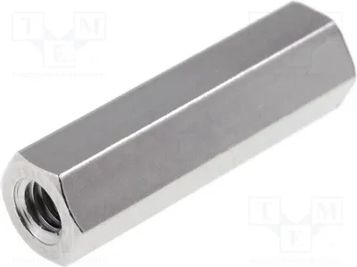 Zdjęcie produktu dla 10 sztuk dystansowych tulei z gwintem wewnętrznym M3, sześciokątne, o długości 18 mm, wykonane z mosiądzu. Elementy dystansowe