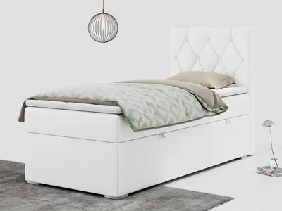 Produktbild von Einzelbett mit Bettkasten, jungenbetten 90 cm, Boxspringbett - ALDA - 90x200cm - rechts - Weiß - H3