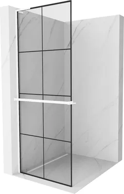 Obrázek produktu pro Mexen Kioto+ L sprchový kout se stěnou Walk-in 90 x 200 cm, černý vzor, bílá - 800-090-123-20-77