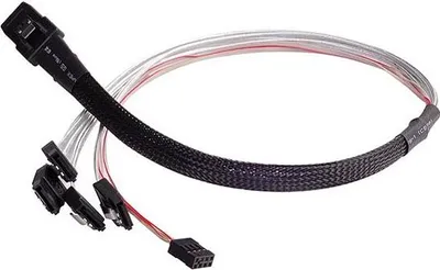 Image de Silverstone CPS03, 0.5 m, SFF-8087 36 broches, SATA 7 broches*4, mâle/femelle, noir