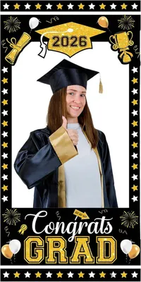 Productafbeelding van Afstudeerdecoratie 2026, zwart en goud, fotobackdrop, voor feestelijke gelegenheden