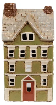 Zdjęcie produktu dla Clayre & Eef Pojemnik na podgrzewacze House 14x10x26 cm zielono-beżowy ceramiczny
