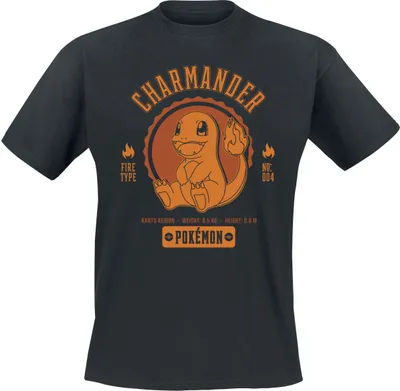 Produktbild von Pokémon T-Shirt Herren Glumanda schwarz Fan-Merch, Gaming 100% Baumwolle XL