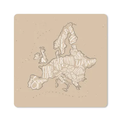 Produktbild von MuchoWow® Mauspad Mousepad Karte - Europa - Weiß - Braun 30x30 cm - Mousepads - Maus Mat - Pad - Mausunterlage - Gaming