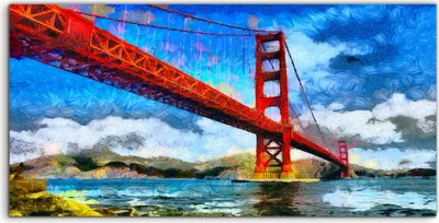 Produktbild von Coloray Glasbild 140x70  Wandbild Glasbilder Kunst Bild Wasser Himmel Wolken brücke
