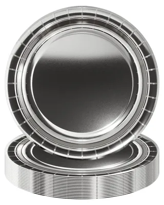 16 Metallic-Silber Pappteller 17,8 cm für Partys