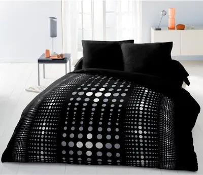 Obrázek produktu pro Sada ložního prádla z mikrovlákna 220 x 240 cm, 2 povlaky na polštáře 63 x 63 cm, Steevy, černá a šedá, 100 % polyester