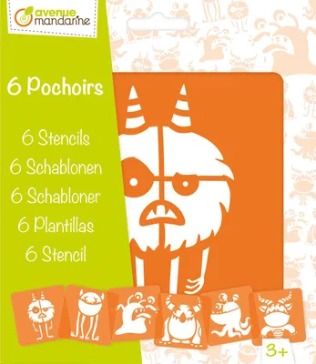 Zdjęcie produktu dla Avenue Mandarine PO011C, szablony do malowania, dla dorosłych i dzieci, kolor pomarańczowy, dla chłopców/dziewczynek, motyw: potwory, wymiary: 150 mm