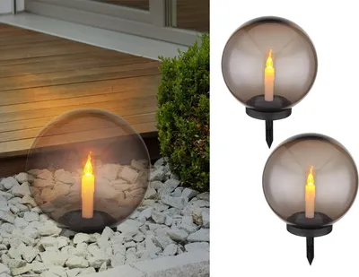 Produktbild von Ausgefallene Solarkugeln 2er SET für den Garten Ø 25cm Leuchtkugeln mit Erdspieß