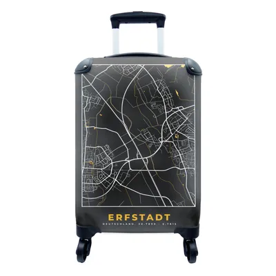 Produktbild von MuchoWow® Koffer Handgepäck Trolley Rollkoffer Kleine Reisekoffer mit 4 Rollen - Stadtplan - Deutschland - Gold - Erfstadt - Karte - Cabin Size < 55x40x23 cm & 55x40x20 cm - Fotokoffer - Kabinenkoffer - Boardgepäck - Reise-Box - Reisekoffer - Reisegepäck - Koffer mit Bild - Trolley für Kinder