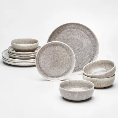 Produktbild von Tafel-Set Emma 12-teilig Porzellan für 4 Personen – runde Form – Dessertteller 20 cm, Speiseteller 27 cm, Schalen 16 cm