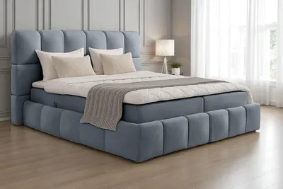 Produktbild von KSHOMECONCEPT Boxspringbetten AURA mit Bonell Matratze H3 und Topper, Zwei Bettkasten 180x200 cm, Dunkelgrau