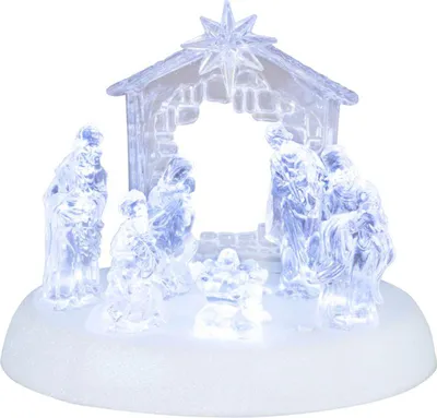Immagine prodotto di Decorazione MagicHome Natale, Presepe, 7x LED, 3xAAA, acrilico, 19,5x14x17,5 cm