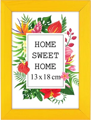 Obrázok produktu pre MG Design rám 13 x 18 cm - farba žltá, z dreva, s akrylovým sklom - na vertikálne alebo horizontálne zavesenie/postavenie, na fotografie, plagáty