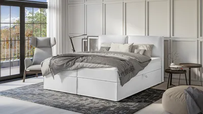 Produktbild von S-STYLE MÖBEL - Vortex - Modernes Boxspringbett 180x200 mit Topper und Bettkästen aus Silber Luxusmicrofaser, B/T/H: 180 cm / 218 cm / 103 cm