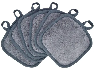 Obrázok produktu pre Sada 6 mikrovláknových obrúskov na odličovanie, 5x5 cm, sivá farba