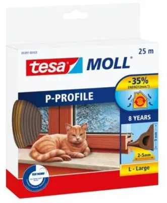 Produktbild von Tesamoll Gummidichtung P-Profil 25m braun, 05391-00101-00