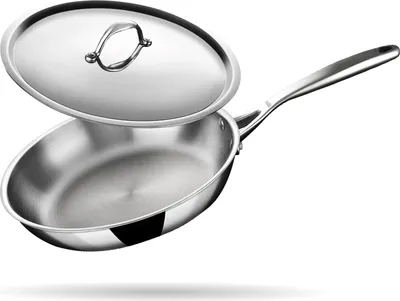 Image de Triply Poêle en acier inoxydable avec couvercle - fond à induction - 20 cm - 1,3 l - pour 2 personnes