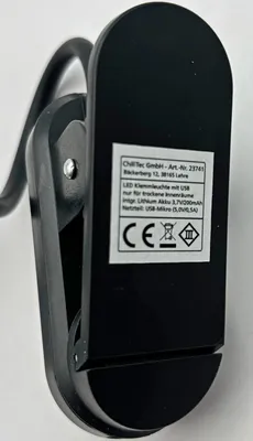 Produktbild von LED Akku-Leseleuchte / Klemmleuchte 18cm Schwanenhals, dimmbar, 25lm