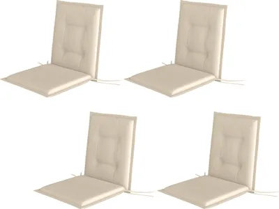 Produktbild von 4er Set Sitzkissen 108 x 50 x 5 cm Stuhlkissen mit Bändern, Outdoor Indoor Sitzauflage Beige