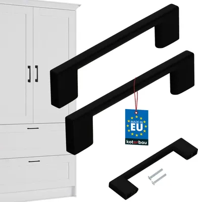 Produktbild von KOTARBAU® 2er Set Möbelgriffe 126mm Griffe Möbel ZnAl Schrankgriffe Griffe Küchenschränke Küchengriffe Schubladengriffe Schwarz Möbelgriffe Küchenschrankgriffe Schranktürgriffe Möbel Stangengriff