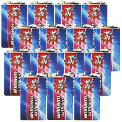 Produktbild von 15 x Wilhelm Lithium 9V Block Batterie Rauchmelder 6LR61 9 Volt Batterien