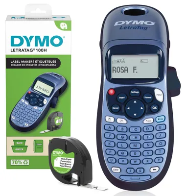Produktbild von DYMO LetraTag LT-100H Beschriftungsgerät Handgerät | Tragbares Etikettiergerät mit ABC Tastatur | blau | Ideal fürs Büro oder zu Hause, ABC, 160 x 160 DPI, 6,8 mm/sek, Schwarz, Blau
